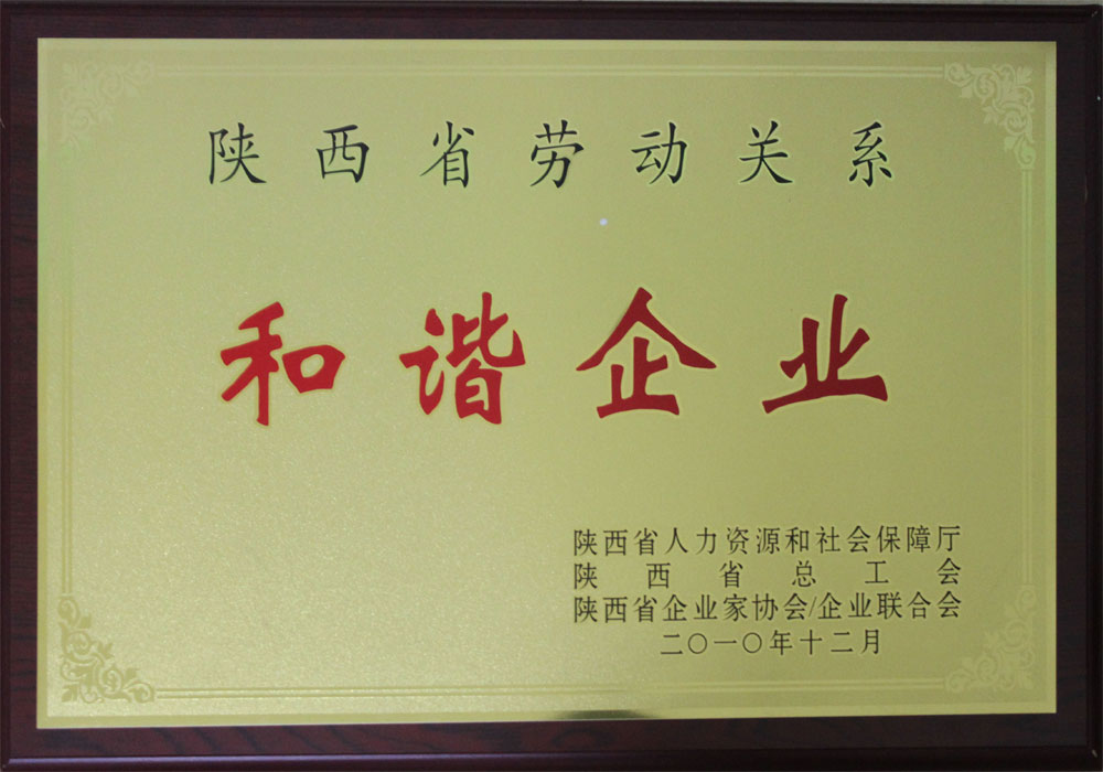 陜西省勞動(dòng)關(guān)系和諧企業(yè)